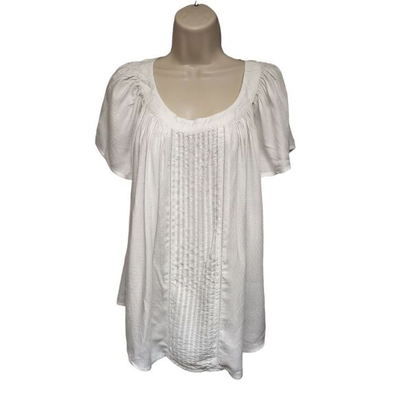 St. John’s Bay Short Sleeve Blouse Color White Size LP - Picture 1 of 8